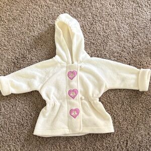 Cozy Cream Kids Jacket with Pink Heart Accents